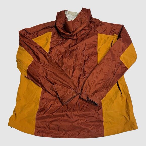 Ll Bean Full Zip Rain Jacket Hooded Orange Color Block Mens Size Large - Picture 5 of 8